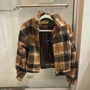 Zaful plaid teddy shacket
